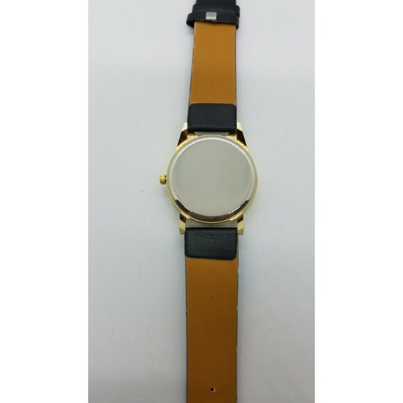 Cat Face Watch with Glasses Two Piece Black Strap Band Woman's White Gold Face - Picture 5 of 6